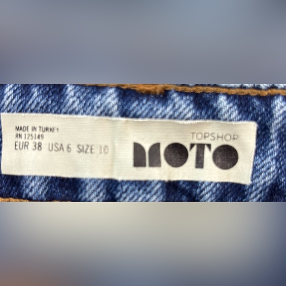 Topshop Moto 6 Distressed Blue Denim Studded Mini Skirt - Picture 5 of 6